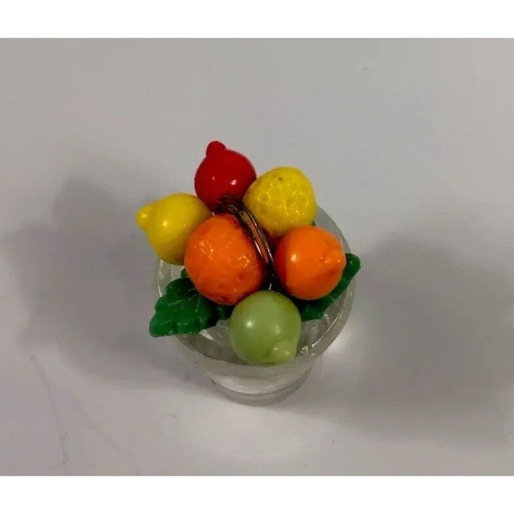 6 - ART DECO CZECH ART‎ GLASS BEADED FRUIT POT PLACE CARD HOLDERS